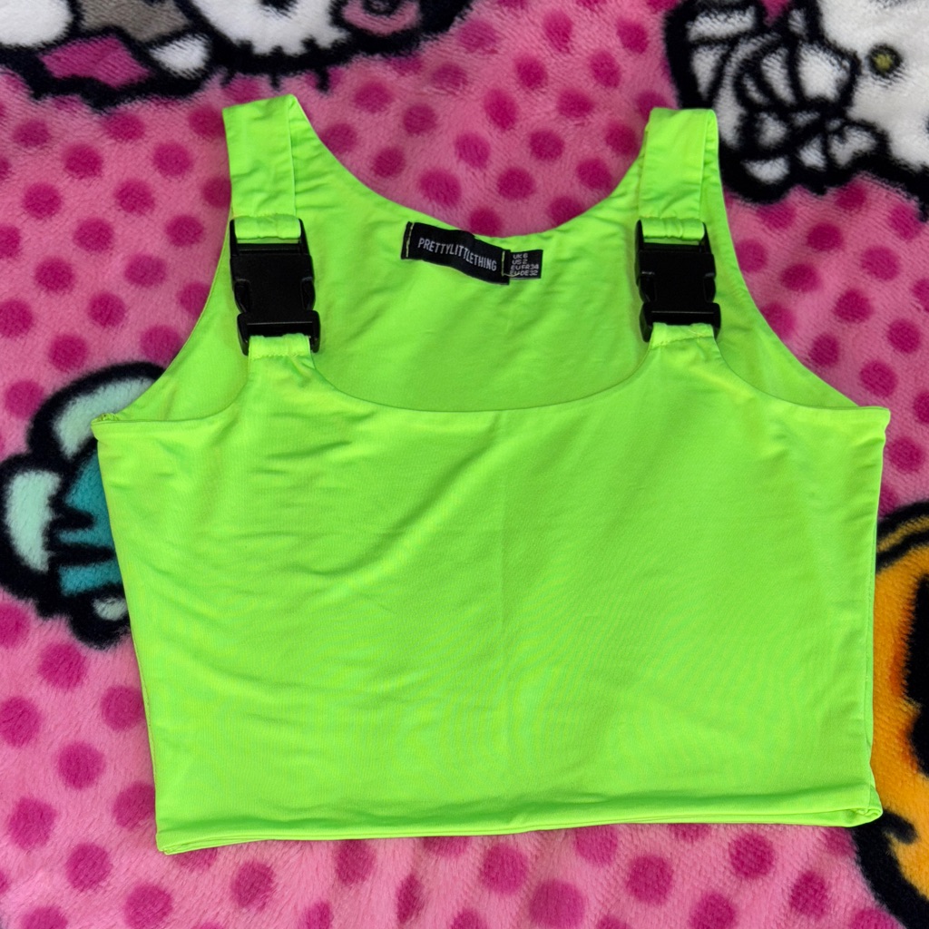 Prettylittlething Bright Lime Crop Top